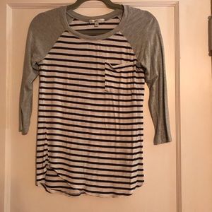 3/4 Sleeve Stripped Pocket Shirt